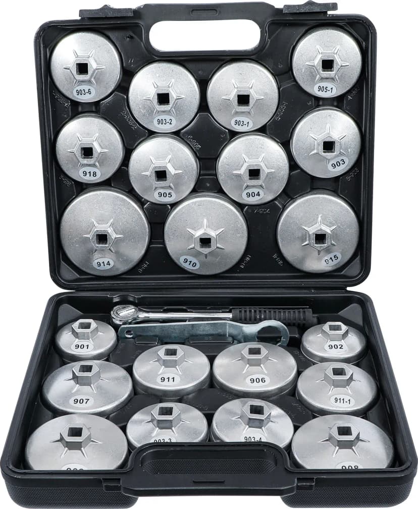 Set ključev za oljne filtre, tlačno litega aluminija, pogon 12.5 mm (1/2"), 23-delni