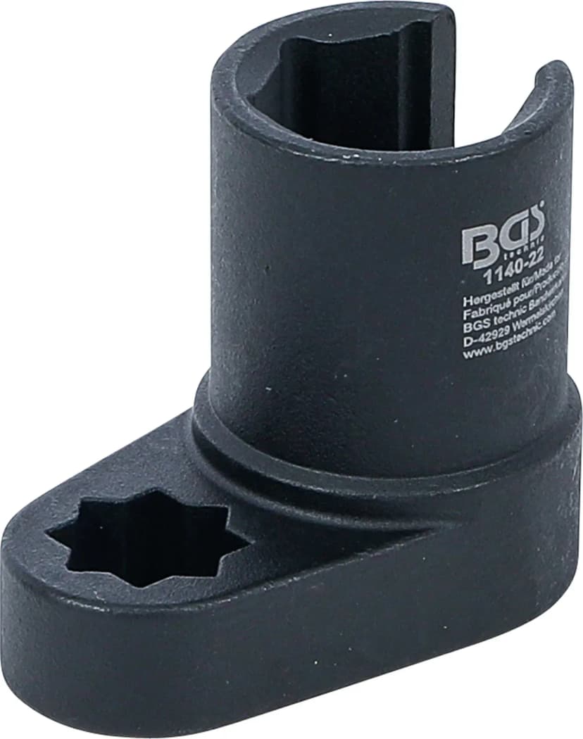 Nasadni ključ za lambda sondo, zakrivljene, pogon 12.5 mm (1/2") dvojni 4-robi, 22 mm, utor 11 mm