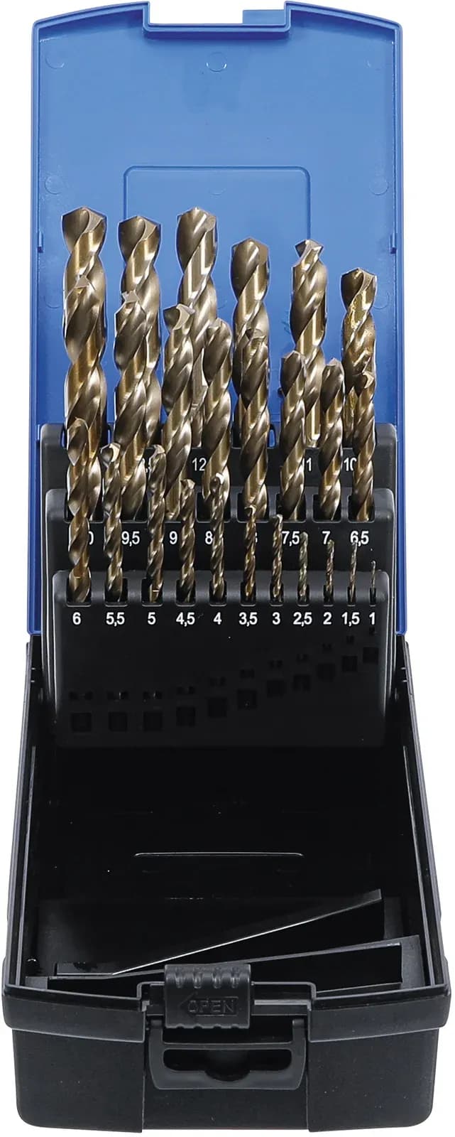 Set spiralnih svedrov, HSS-G M35 kobaltno jeklo, 1 - 13 mm, 25-delni