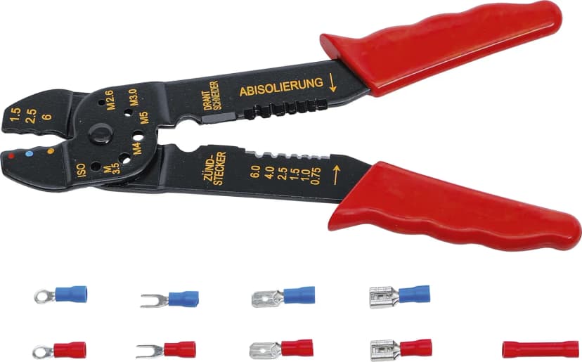Set stiskalnih klešč s setom kabelskih čevljev, 200 mm, 61-delni
