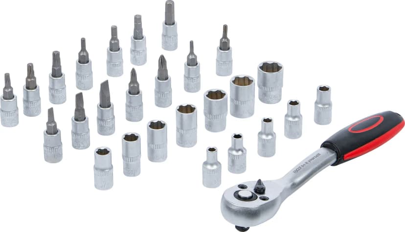 Set nasadnih ključev, pogon 6.3 mm (1/4"), 4-13 mm, 27-delni