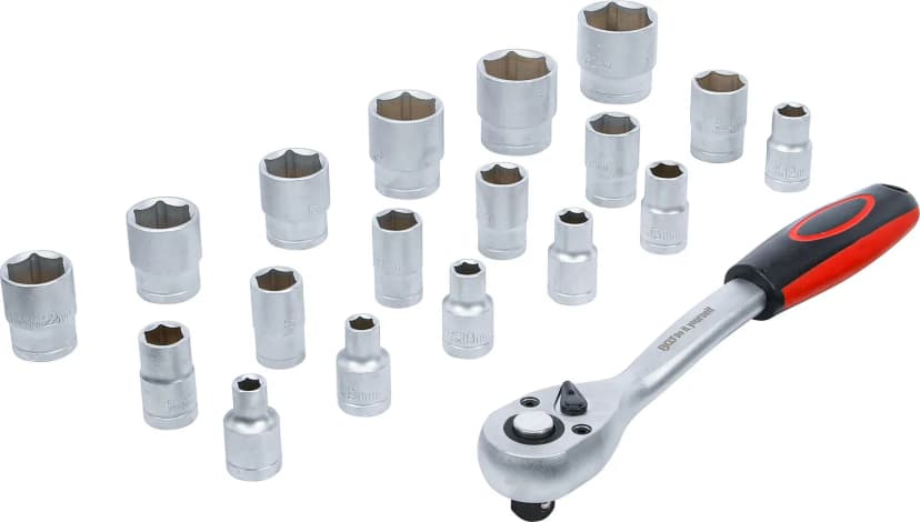 Set nasadnih ključev, pogon 12.5 mm (1/2"), 8-32 mm, 19-delni