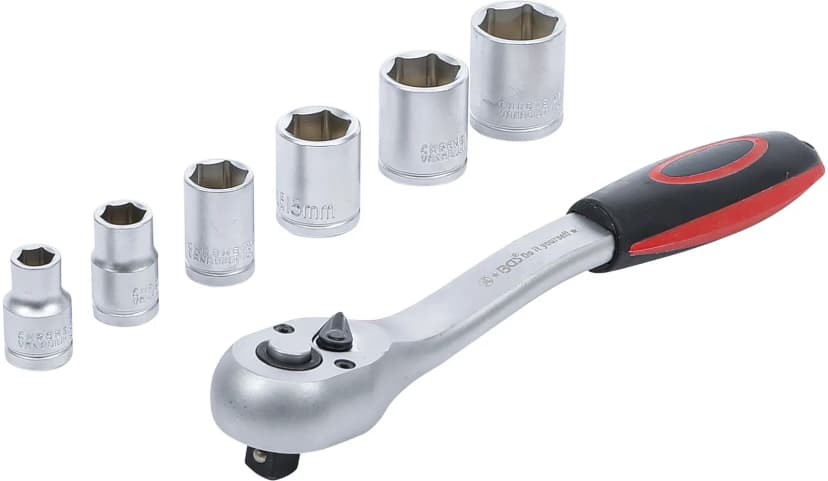 Set nasadnih ključev, pogon 10 mm (3/8"), 8-19 mm, 7-delni