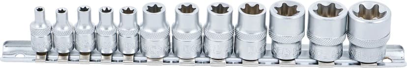 Set nasadnih ključev, E-profil, pogon 6.3 mm (1/4") / 10 mm (3/8"), E4 - E20, 12-delni