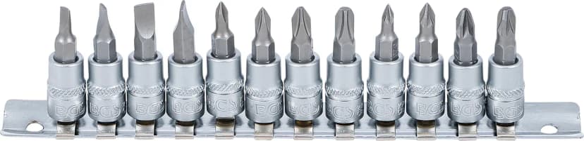 Set nasadnih ključev z biti, pogon 6.3 mm (1/4"), ploski SL, križni PH, križni PZ, 12-delni