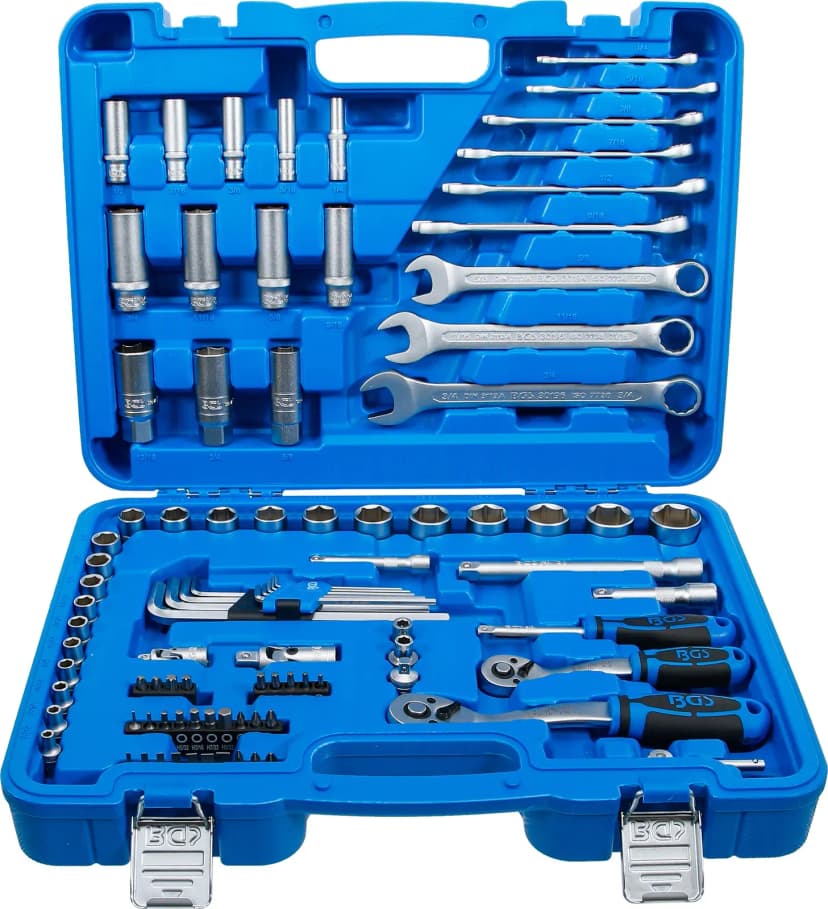 Set nasadnih ključev, šestrobi, 6.3 mm (1/4") / 10 mm (3/8"), palčne velikosti, 92-delni