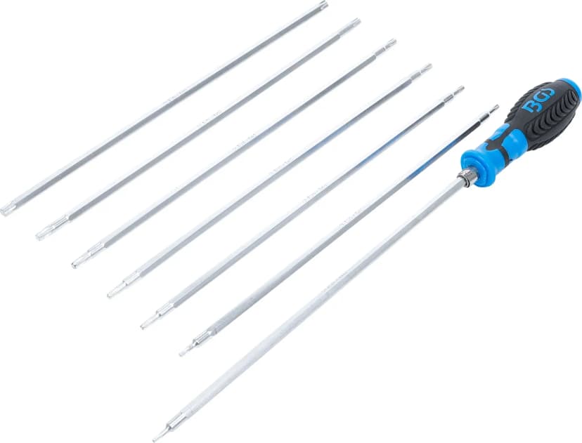 Set izvijačev z zamenljivimi rezili, T-profil (za Torx) / T-profil z zaščito proti odpiranju (za Torx), 8-delni
