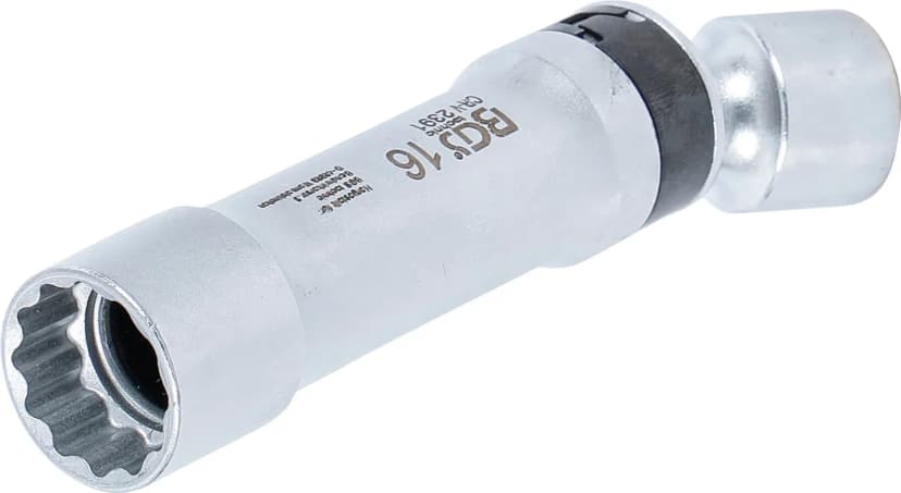 Nasadni ključ za svečke, 12-robni, z zadrževalno vzmetjo, pogon 10 mm (3/8"), 16 mm