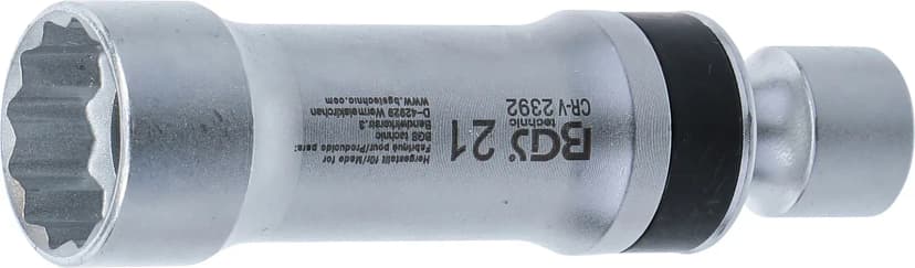 Nasadni ključ za svečke, 12-robni, z zadrževalno vzmetjo, pogon 10 mm (3/8"), 21 mm