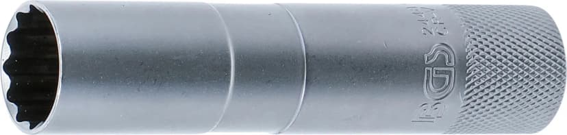 Nasadni ključ za svečke z gumijastim vložkom, 12-robni, dolg, 10 mm (3/8"), 16 mm