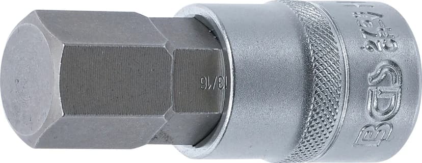 Nasadni ključ z bitom, dolžina 70 mm, pogon 12.5 mm (1/2"), notranji šestrob 13/16"