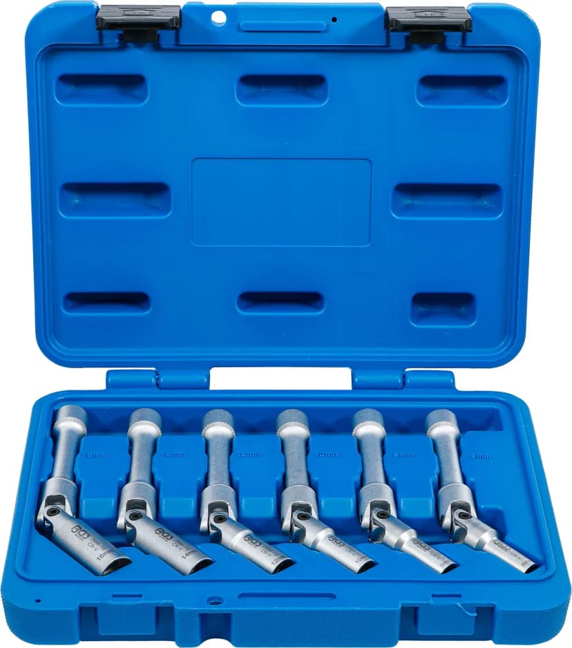 Set univerzalnih zglobnih ključev za grelne svečke, šestrobi, pogon 10 mm (3/8"), 8 - 16 mm, 6-delni