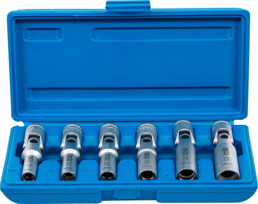 Set univerzalnih zglobnih ključev za grelne svečke, šestrobi, pogon 10 mm (3/8"), 8-16 mm, 6-delni