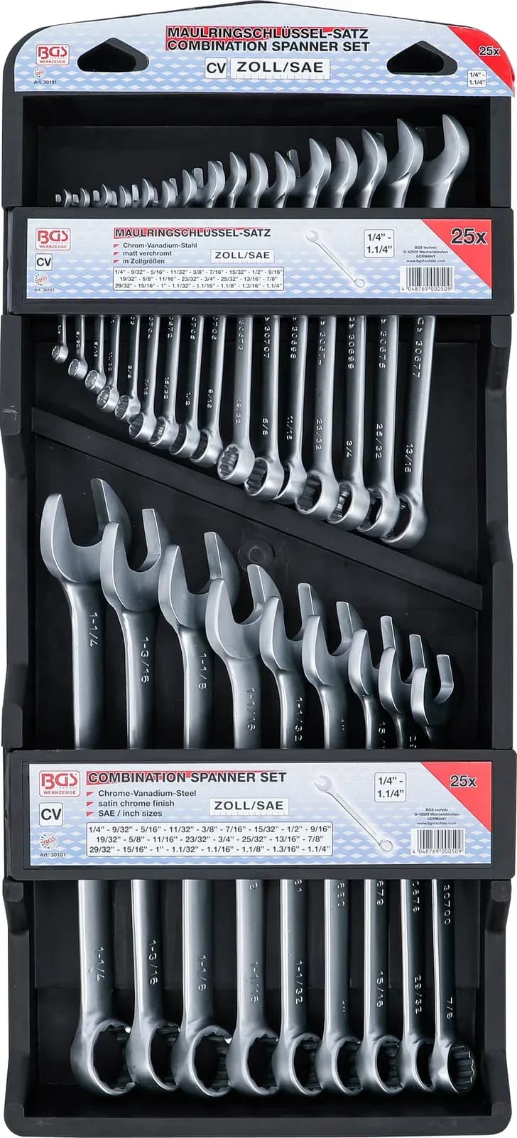 Set kombiniranih ključev, palčne velikosti, 1/4" - 1.1/4", 25-delni