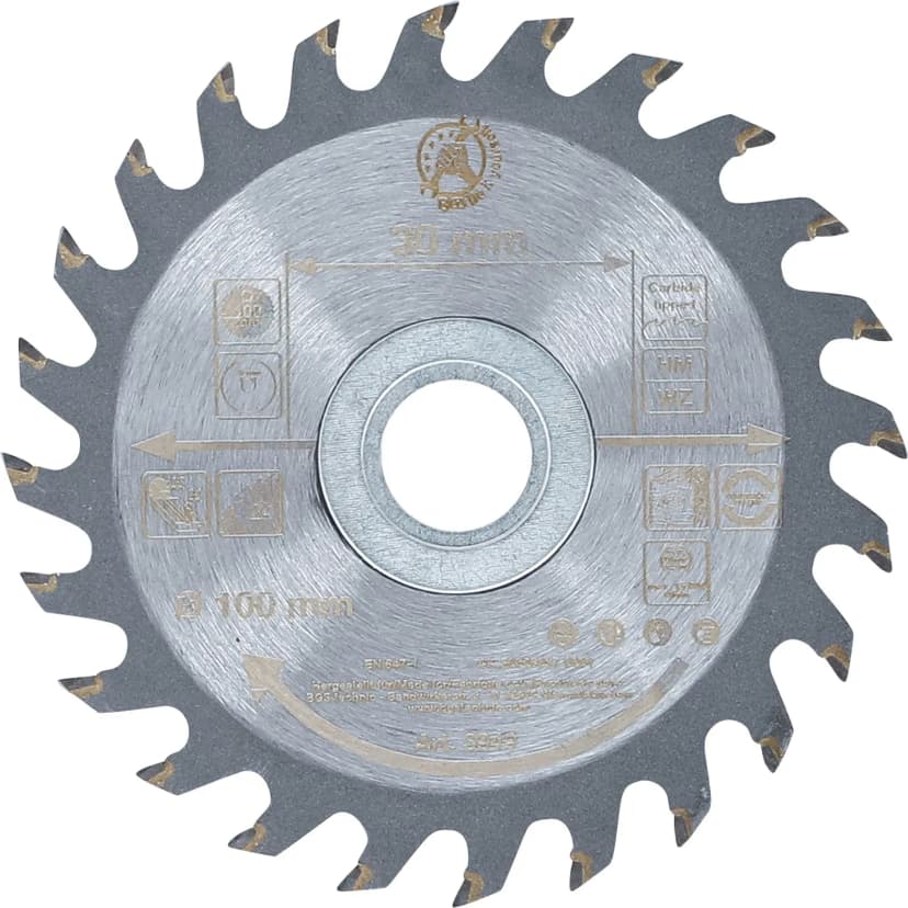 Krožni žagin list s karbidnimi zobmi, Ø 100 x 30 x 2.1 mm, 24 zob