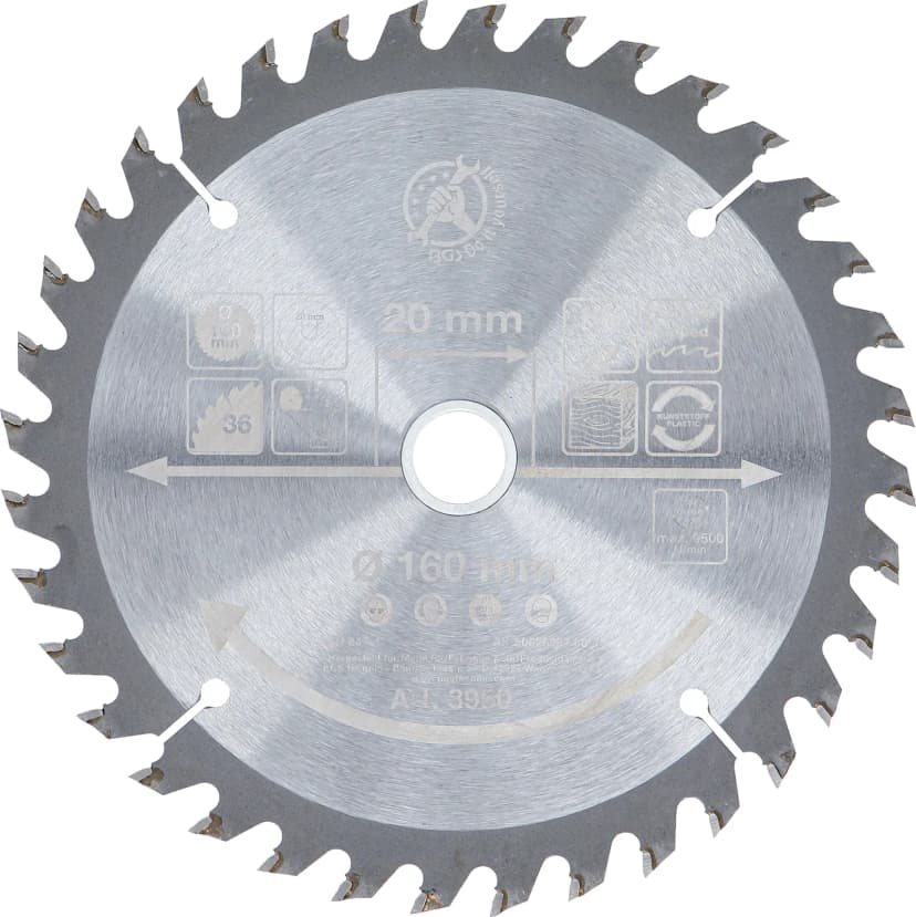 Krožni žagin list s karbidnimi zobmi, Ø 160 x 20 x 2.4 mm, 36 zob