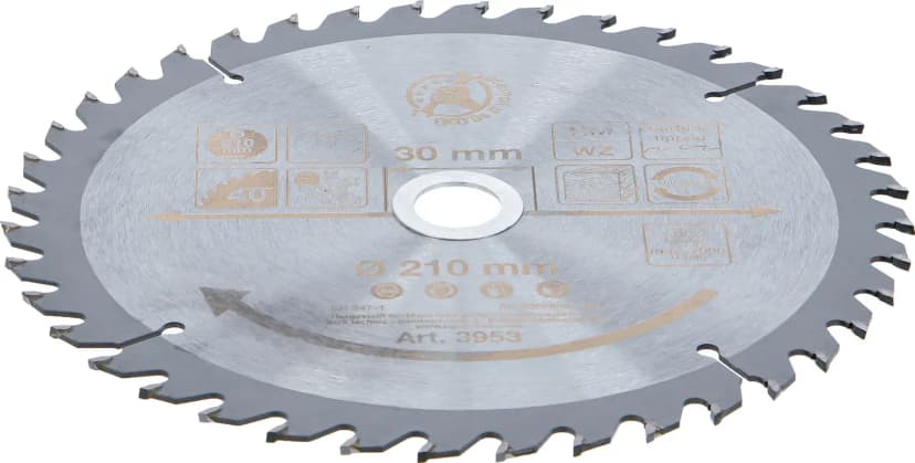 Krožni žagin list s karbidnimi zobmi, Ø 210 x 30 x 2.6 mm, 40 zob