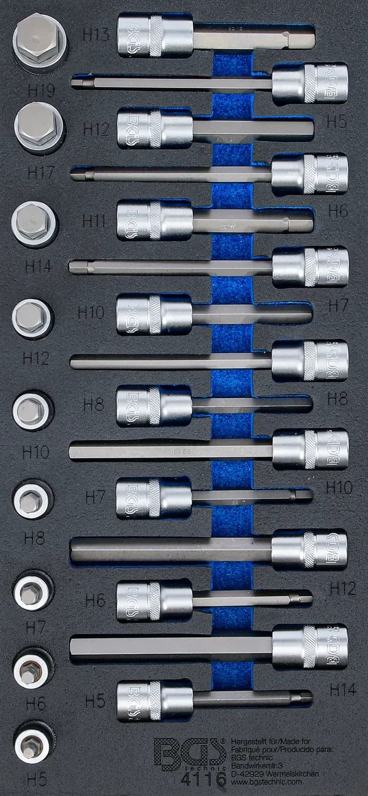 Modul za predal 1/3: set nasadnih ključev z bitom, 12.5 mm (1/2"), notranji šestrob, 24-delni