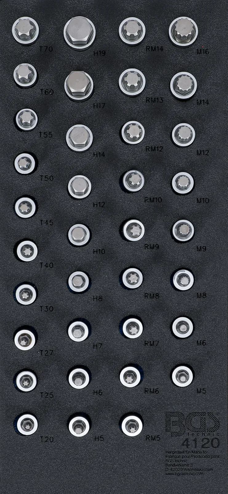 Modul za predal 1/3: set nasadnih ključev z bitom, 12.5 mm (1/2"), notranji šestrob, T-profil (za Torx), zobati profil (za XZN), zobati profil (za RIBE), 36-delni