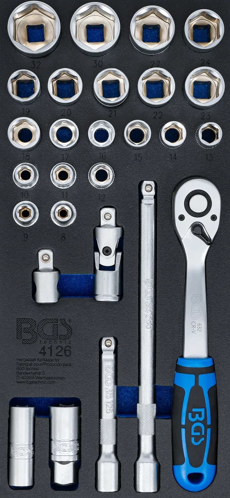 Modul za predal 1/3: set nasadnih ključev, 12.5 mm (1/2"), 27-delni