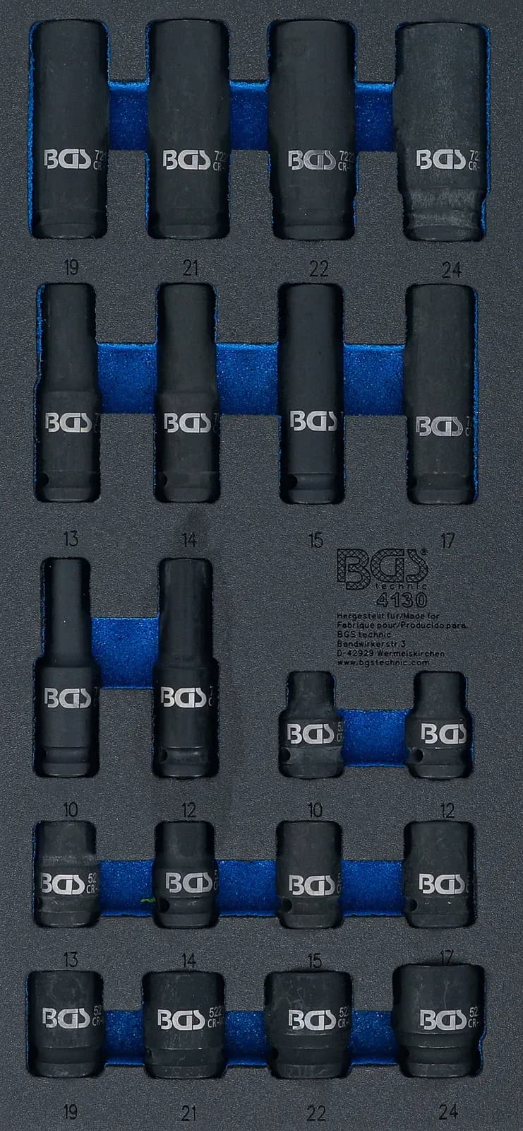 Modul za predal 1/3: udarni nasadni ključi, šestrobi, 12.5 mm (1/2"), 10 - 24 mm, 20 kosov