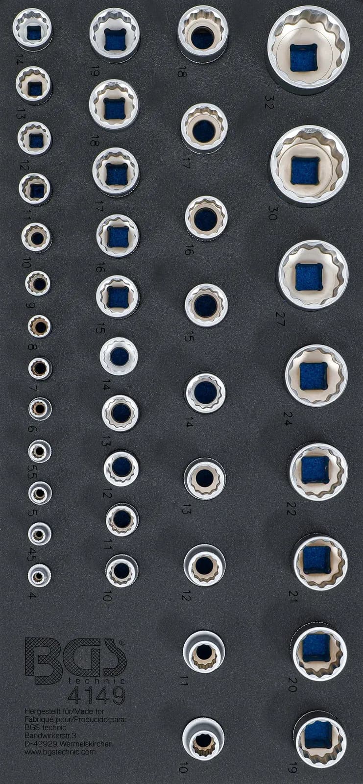 Modul za predal 1/3: nasadni ključi 12-robni, 6.3 mm (1/4"), 10 mm (3/8"), 12.5 mm (1/2"), 40 kosov