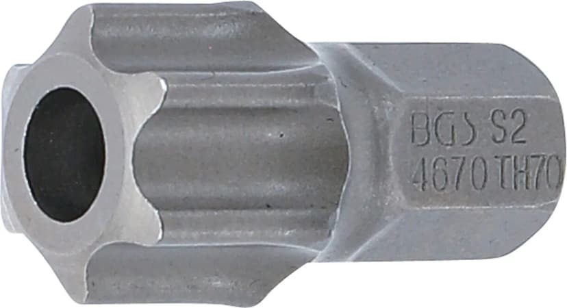 Bit, dolžina 30 mm, pogon 10 mm (3/8"), T-profil z izvrtino (za Torx) T70