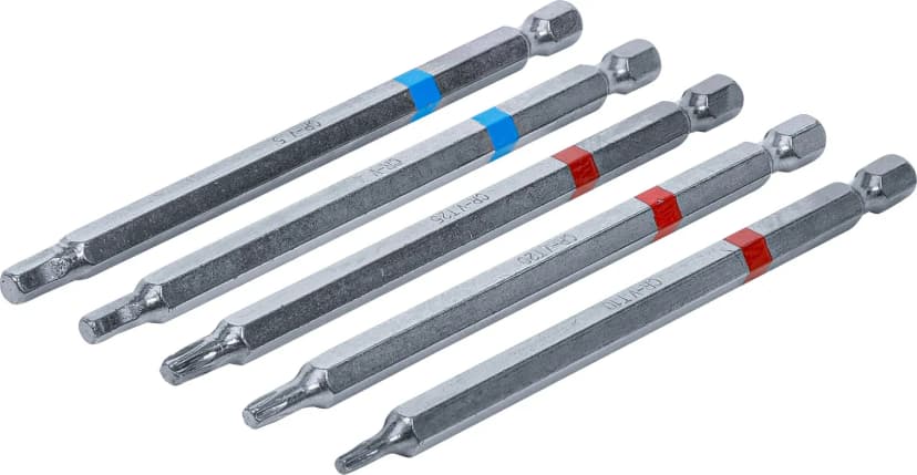 Set bitov, pogon 6.3 mm (1/4"), notranji šestrob, T-profil (za Torx), dolžina 110 mm, 5-delni