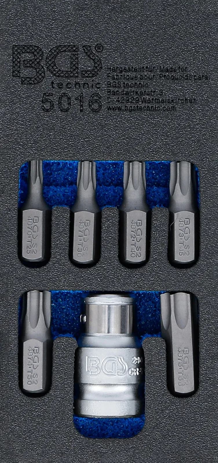 Set izvijalnih bitov, šestrobi pogon 10 mm (3/8"), T-profil (za Torx), 7-delni