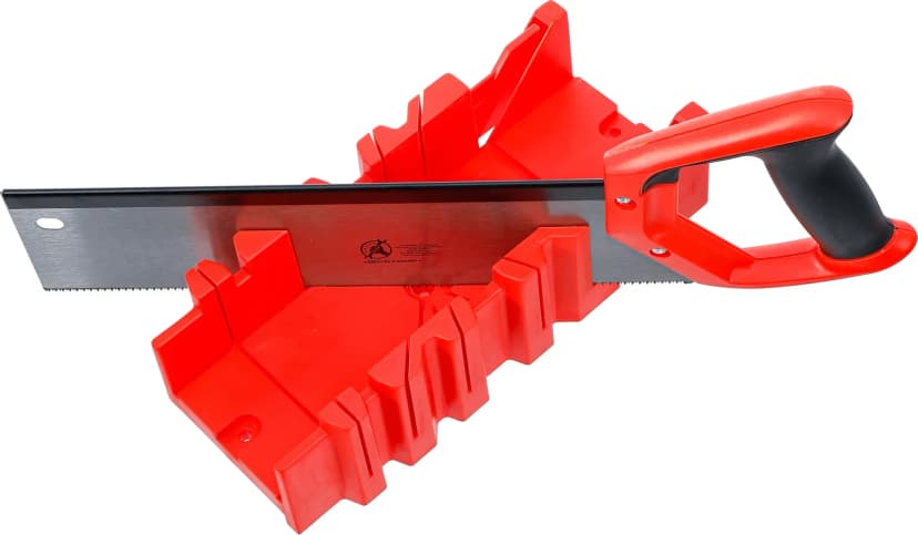 Plastična kotna žagalna omarica, 300 x 130 x 80 mm, s hrbtno žago