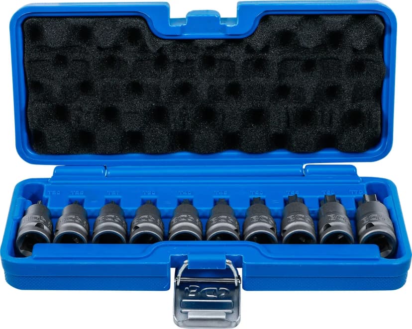 Set udarnih nasadnih ključev z bitom, pogon 12.5 mm (1/2"), T-profil (za Torx) T20 - T70, 10-delni