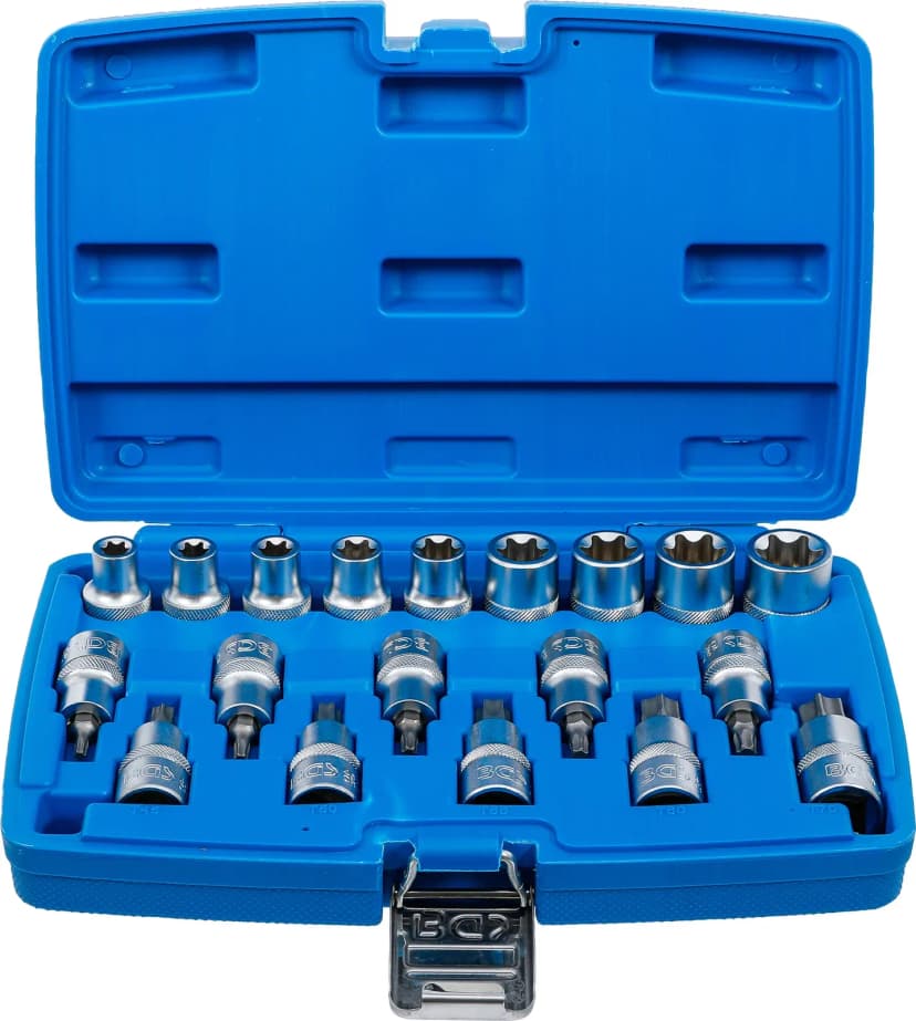 Nasadni ključ z bitom / set nasadnih ključev, pogon 12.5 mm (1/2"), E-profil / T-profil (za Torx), 19-delni