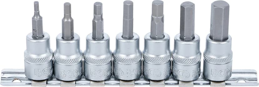 Set nasadnih ključev z biti, pogon 10 mm (3/8"), notranji šestrob 3 - 10 mm, 7-delni