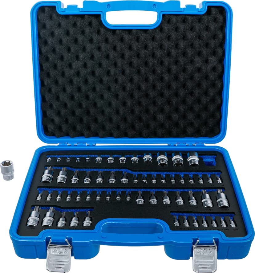 Nasadni ključ z bitom in set nasadnih ključev, E-profil / T-profil (za Torx) / T-profil z zaščito proti odpiranju (za Torx) / TP-profil (za Torx Plus), 60-delni