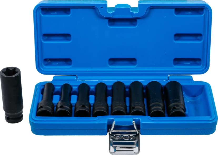 Set udarnih nasadnih ključev, E-profil, globoki, pogon 12.5 mm (1/2"), E10 - E24, 9-delni