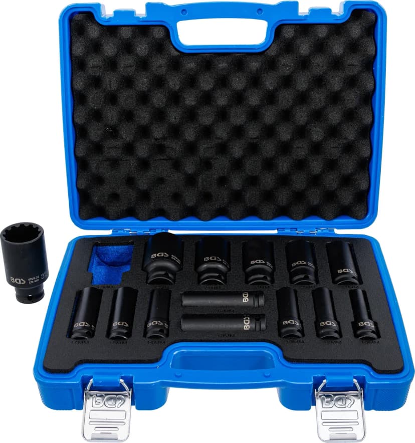 Set udarnih nasadnih ključev Gear Lock, pogon 12.5 mm (1/2"), 10 - 32 mm, 14-delni