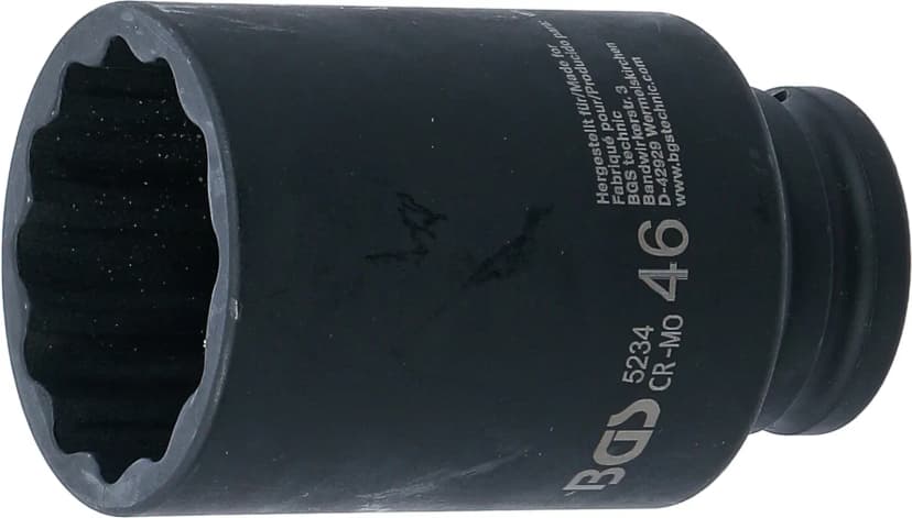 Udarni nasadni ključ, 12-robni, globok, pogon 12.5 mm (1/2"), 46 mm