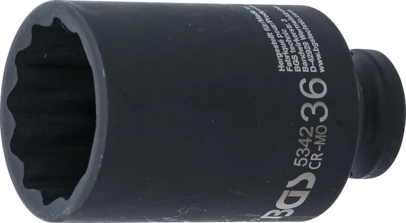 Udarni nasadni ključ, 12-robni, globok, pogon 12.5 mm (1/2"), 36 mm