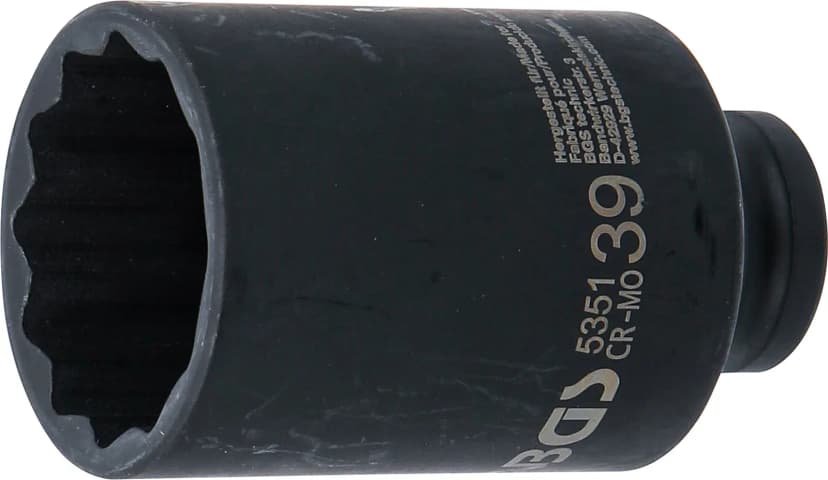 Udarni nasadni ključ, 12-robni, globok, pogon 12.5 mm (1/2"), 39 mm