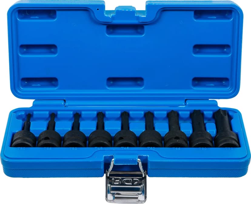 Set udarnih nasadnih ključev z bitom, pogon 12.5 mm (1/2"), T-profil (za Torx) T20 - T70, 9-delni