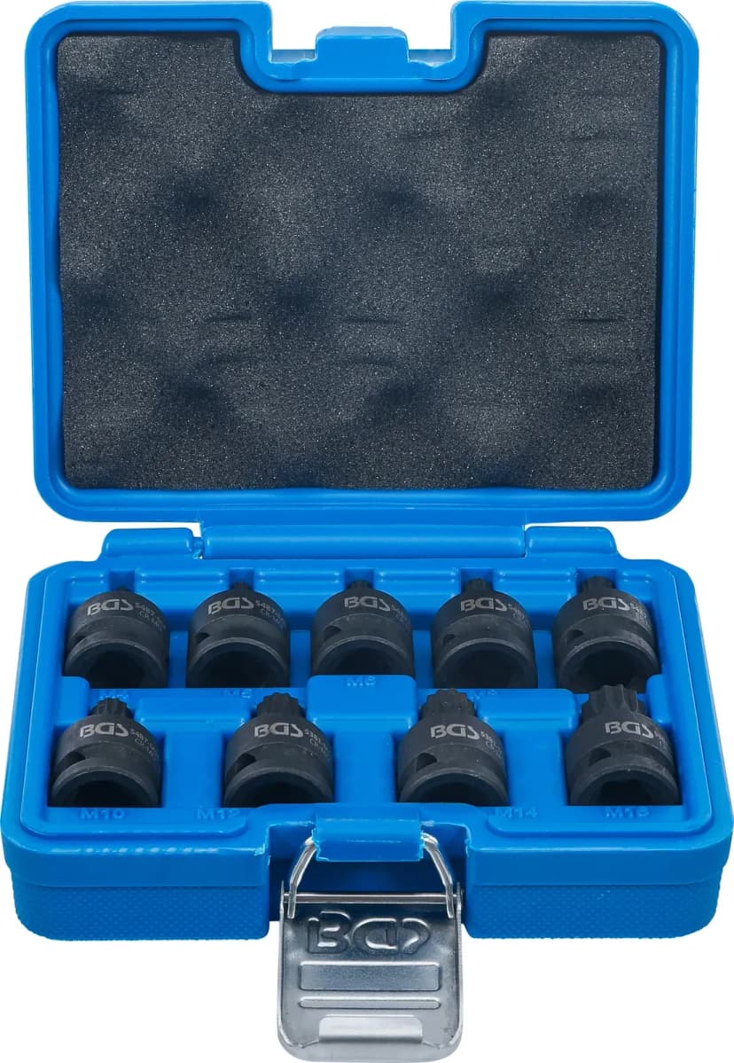 Set udarnih nasadnih ključev z bitom, pogon 12.5 mm (1/2"), zobati profil (za XZN) M4 - M16, 9-delni
