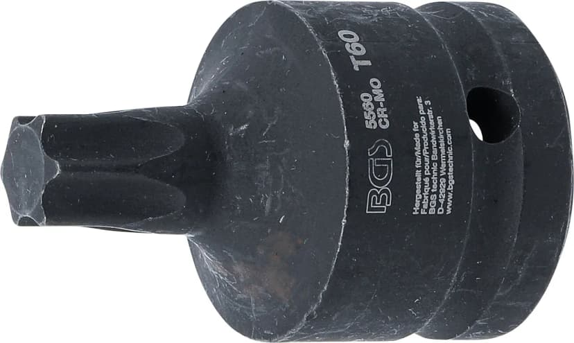 Udarni nasadni ključ z bitom, dolžina 60 mm, pogon 20 mm (3/4"), T-profil (za Torx) T60