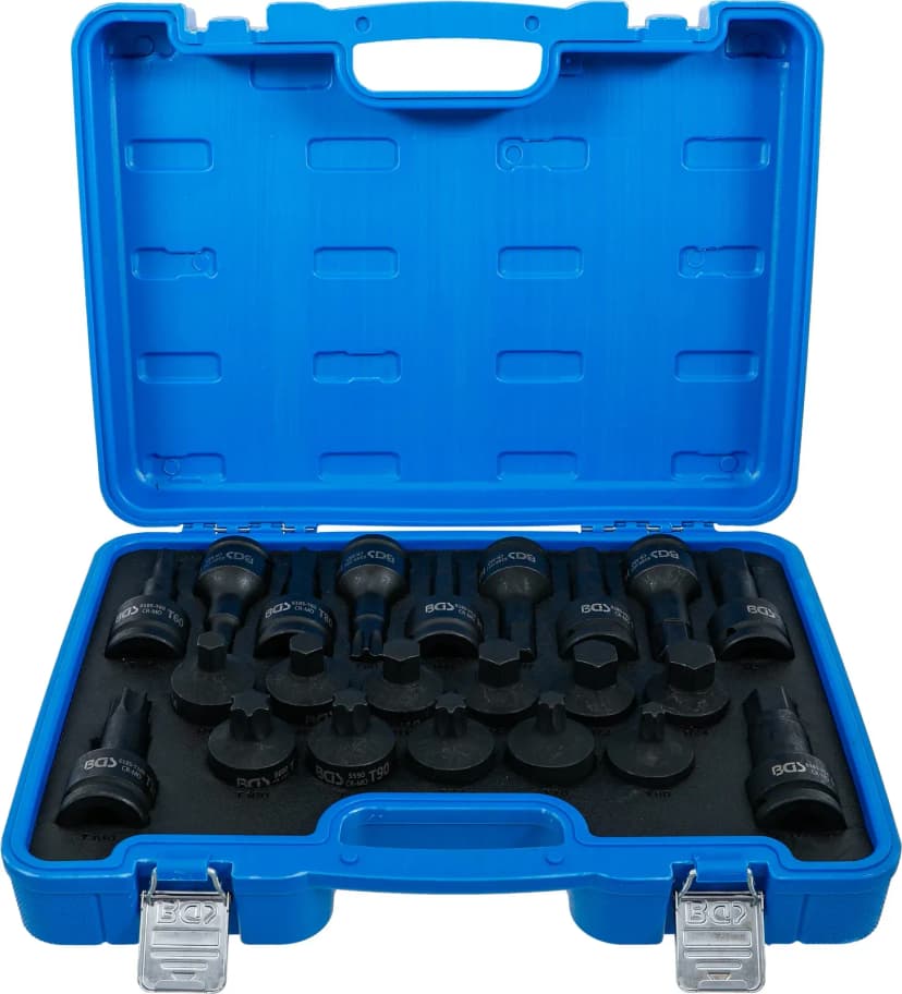 Set udarnih nasadnih ključev z bitom, pogon 20 mm (3/4"), notranji šestrob, T-profil (za Torx), 22-delni