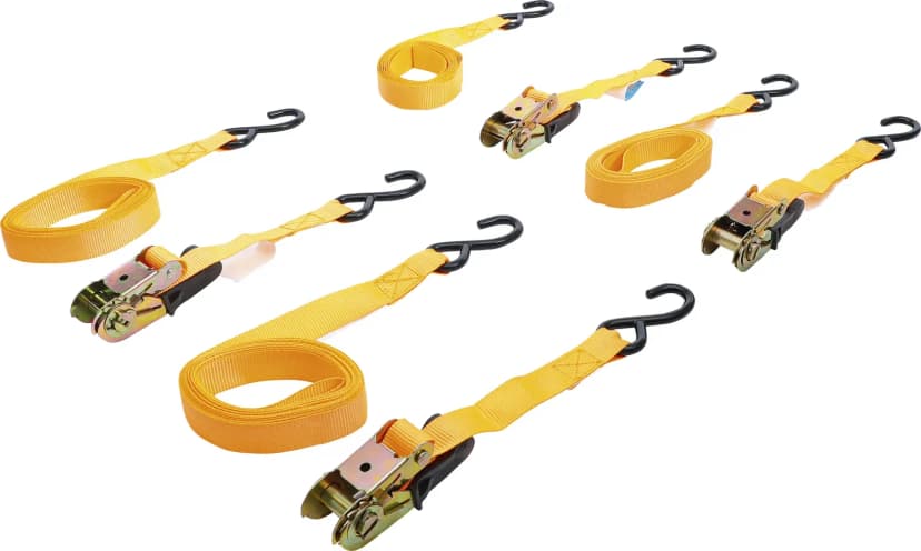 Set napenjalnih pasov z ragljo, s trpežnimi kavlji, 5 m x 25 mm, 4-delni
