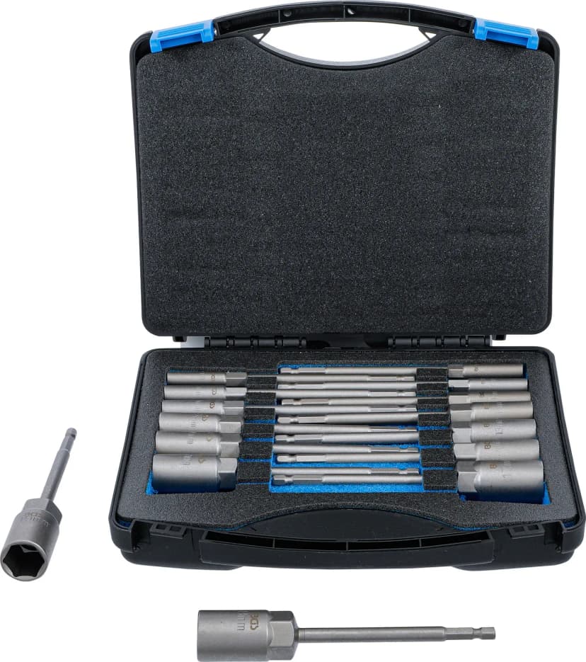 Set nasadnih ključev, šestrobi, ekstra dolg, pogon 6.3 mm (1/4"), za električne vrtalnike, 5.5 - 19 mm, 15-delni