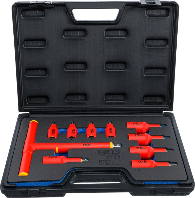 VDE set nasadnih ključev z biti, pogon 10 mm (3/8") / 12.5 mm (1/2") | Notranji šestrob 4 - 10 mm, 10-delni