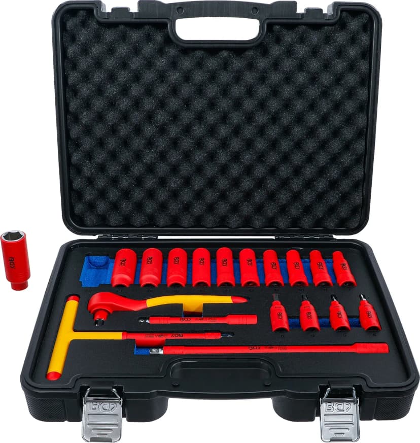 VDE set nasadnih ključev in nasadnih ključev z bitom, pogon 10 mm (3/8"), 19-delni