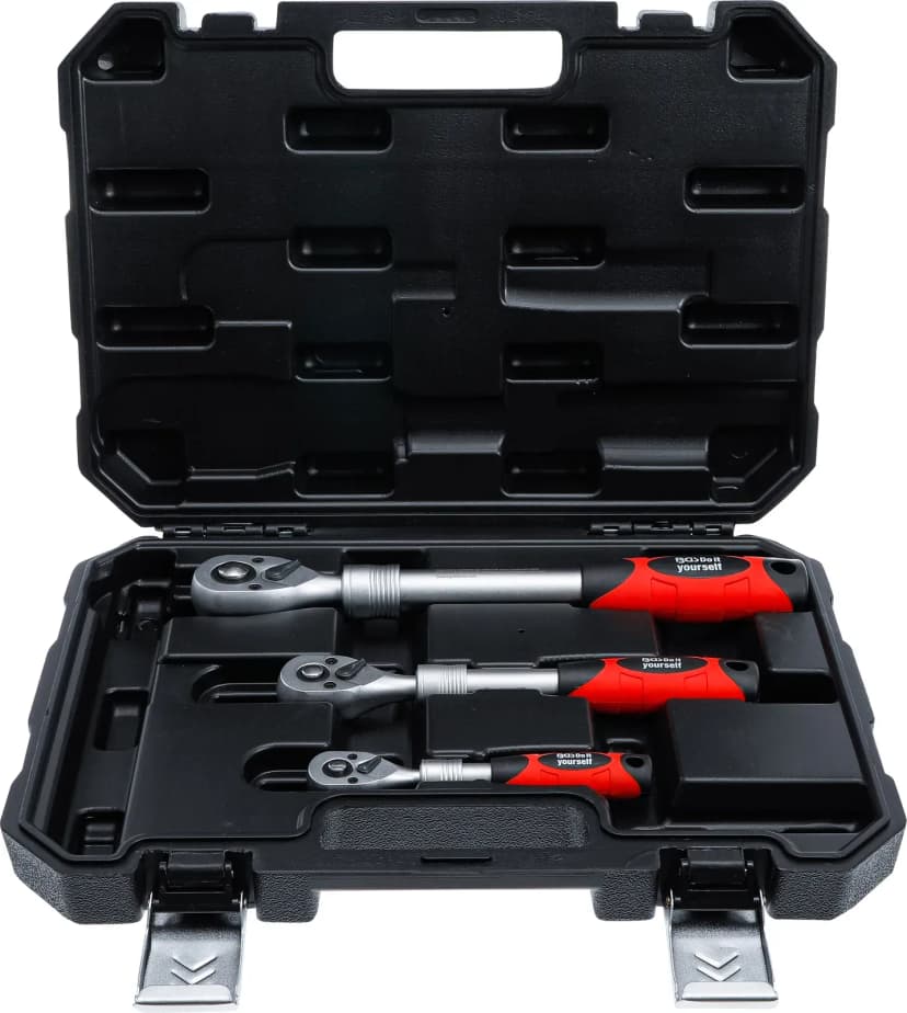 Set preklopnih raglj, podaljšljiv, 6.3 mm (1/4") - 10 mm (3/8") - 12.5 mm (1/2"), 3-delni
