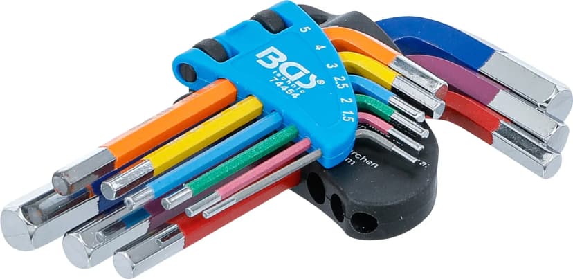 Set L-ključev, večbarvno, kratek, notranji šestrob 1.5 - 10 mm, 9-delni