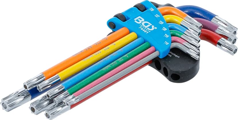 Set L-ključev, večbarvno, T-profil z zaščito proti odpiranju (za Torx) T10 - T50, 9-delni